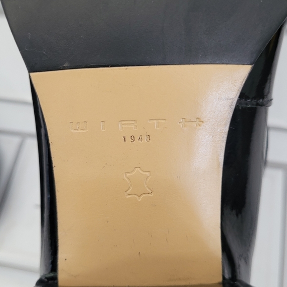 WIRTH 1948 Made in Brazil Ladies Black Patent Leather Heeled Loafers 2in Block H - Picture 11 of 12